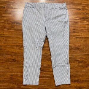 Old Navy Blue Gray White Stripes High Waist Stretch Pixxie Ankle Pant Size 18